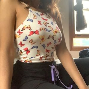 Butterfly pattern crop top